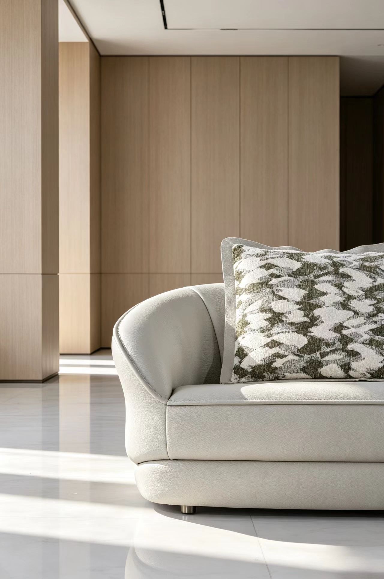 轻奢弧形皮艺转角沙发